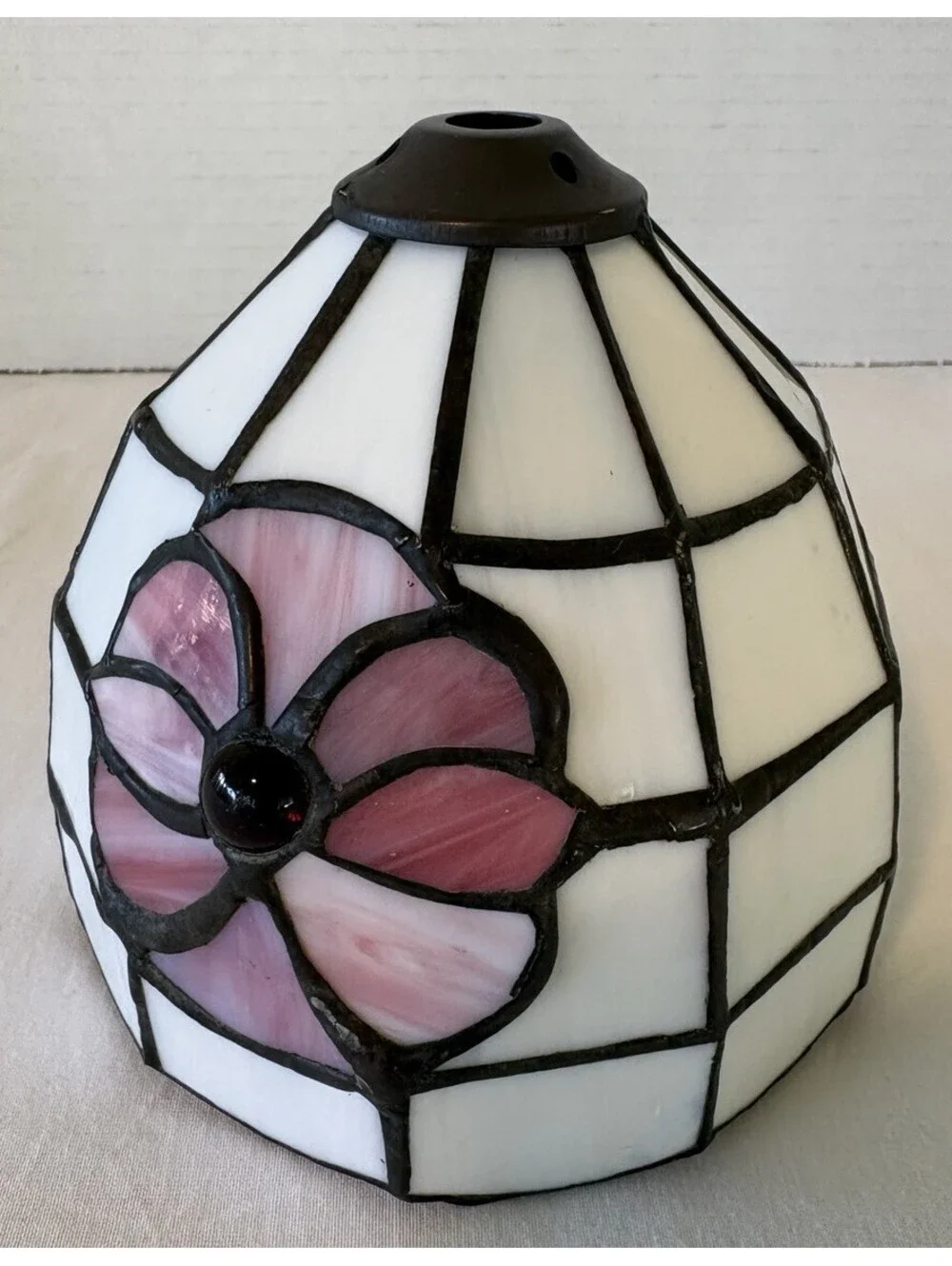 Vintage Tiffany Style Stained Glass Lamp Shade Only, 2 1/4 Fitting Bell Design
